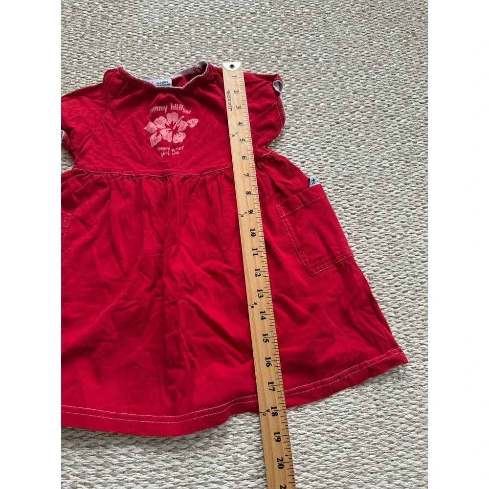 Tommy Hilfiger Girls Red Hibiscus Surf Graphic Cotton Dress 18-24 Y2K‎ vintage